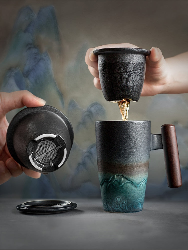 Retro Ceramic Coffee Mug Set